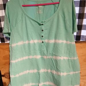 Sonoma Women's Mint Green Tie-Dye Top